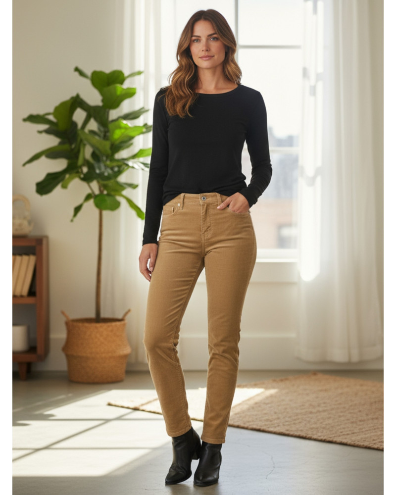 Kalisson - 36 au 46 - Velours - Pantalon - TIS 454 Couleur:CR. Sable 