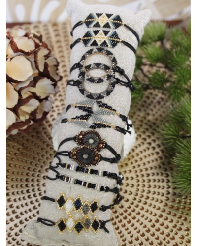 Brac x12 - Perles - Tons choco et doré  