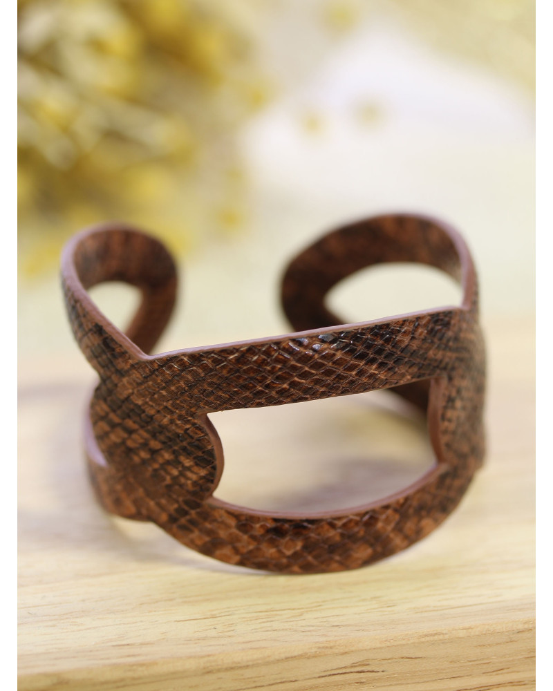 Bracelet manchette - Python - Camel