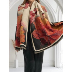 Echarpe - Fleur - uni - 80% visc. / 20% laine 