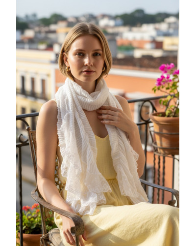 Foulard Texturé Dentelle Couleur:D. Blanc