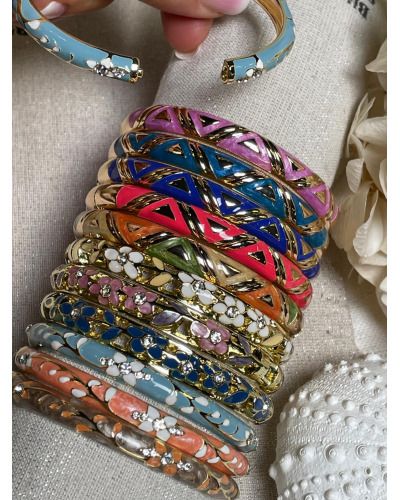 Lot x 11 - Bracelets claques - motifs variés et strass