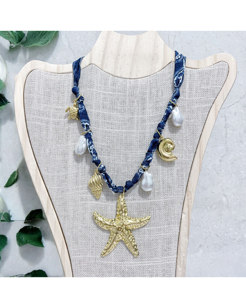 CO. Tissu Breloques Acier In. Doré - Etoiles de mer 