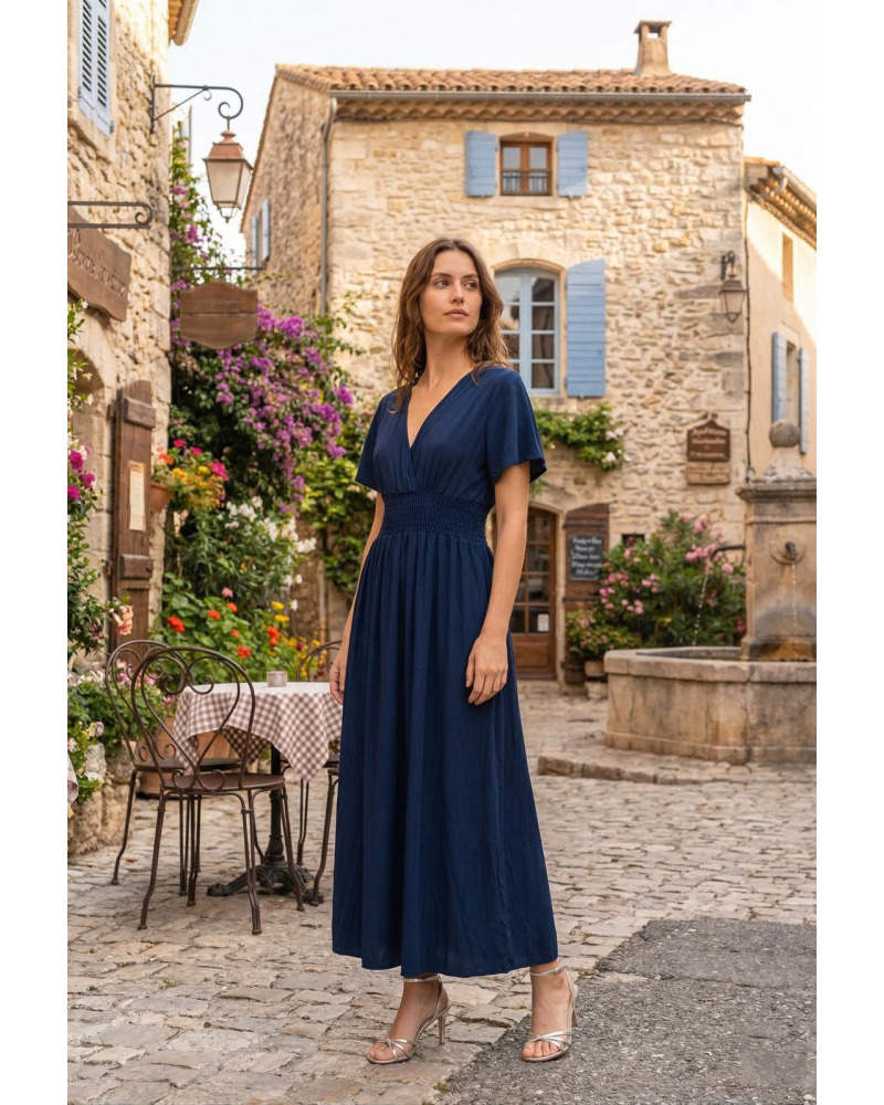TU (max. 44) - Robe Col V Longue T. Elast. 