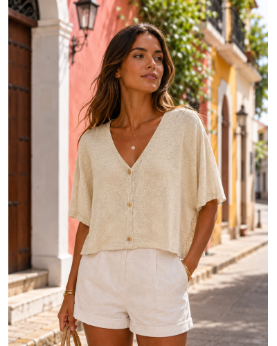 M - L - DANIELA - 95% Visc. Veste à Bout. - 