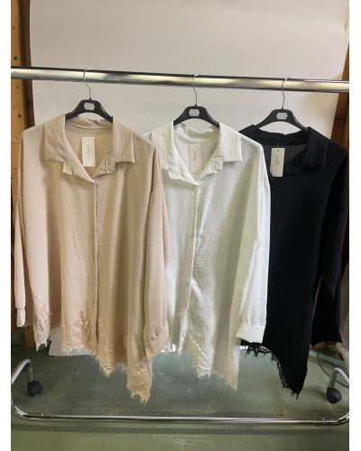 XL - chemise dentelle - 95% visc / 5% elast Couleur:CR. Crème