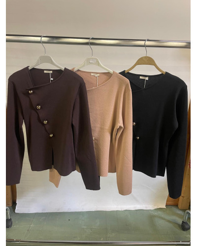 TU (max 44) - Bout. Doré veste  - 100% visc Couleur:CH. Chocolat