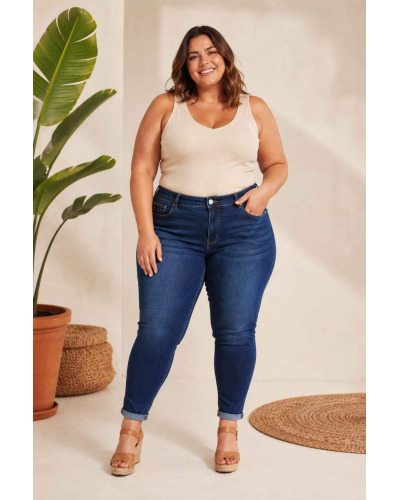 TU (44 au 54)- Jean Slim Push-Up Galbant Grande Taille  - Denim Stretch 