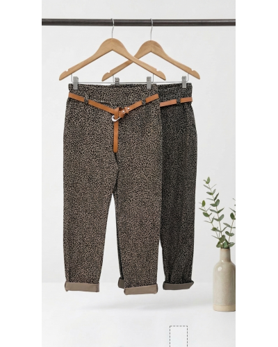 T1 au T6 (38 au 52) - Pantalon Grande Taille Stretch Coupe Classique avec ceinture - 95% polye / 5% elast  