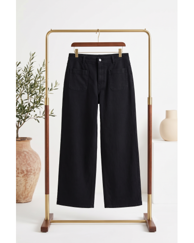 TU (38 au 48) - Pantalon Grande Taille Wide leg Taille Haute Coupe Ample  - Denim 