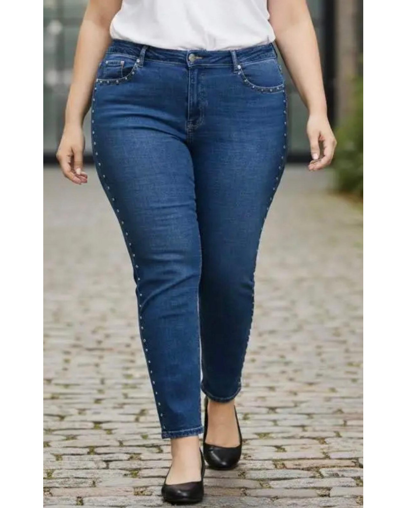 TU (44 au 54) - Jean Mom Fit Clouté - Denim 