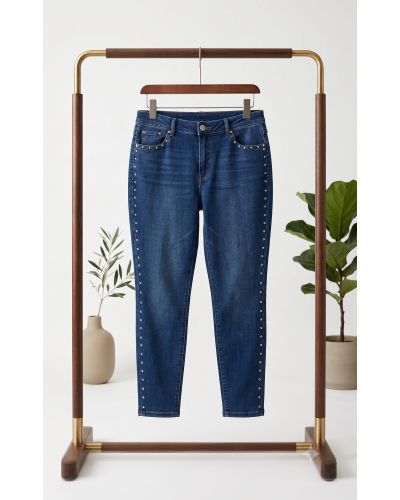 TU (44 au 54) - Jean Mom Fit Clouté - Denim 