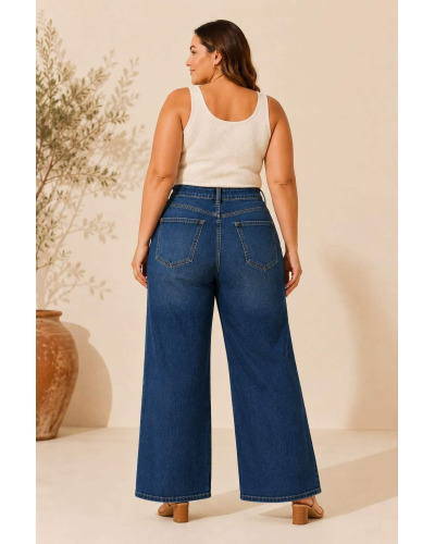 TU (38 au 48) - Jean Wide Leg Brut Taille Haute - Denim 
