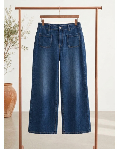 TU (38 au 48) - Jean Wide Leg Brut Taille Haute - Denim 
