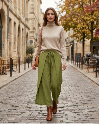 S-M - Pant. Overize Uni - 100% polye. Couleur:V. Olive Taille:S