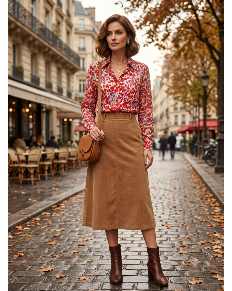 S-M-L - Chemise Impr. Floral - 65% visc./35% polye. Taille:S