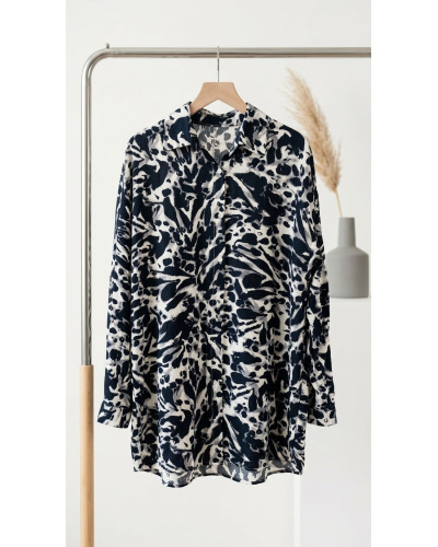 TU(Max 44) - Chemise Impr. Léo. - 90% visc. / 10% lin 