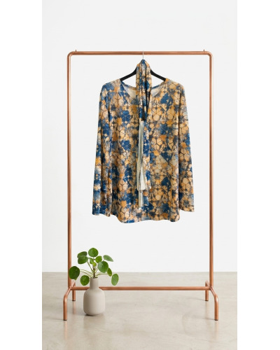 M-L - Col V Haut Impr. Floral - 50% visc./ 45% polye. / 5% elast. Taille:M