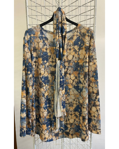 M-L - Col V Haut Impr. Floral - 50% visc./ 45% polye. / 5% elast. Taille:M