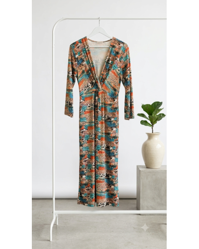 XL - Col V Impr. Léo. Robe - 45% visc. /50% polia/ 5% EA 