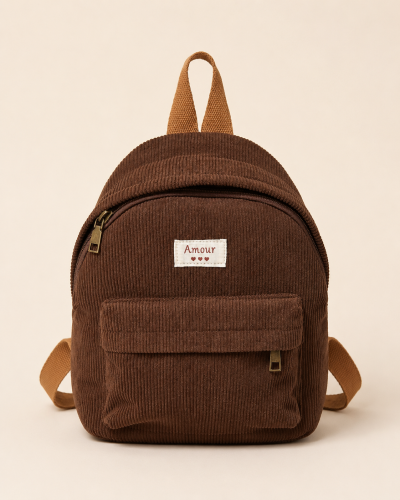 31cm x 31cm - SAC À DOS Velours Côtelé - Amour Couleur:CH. Chocolat