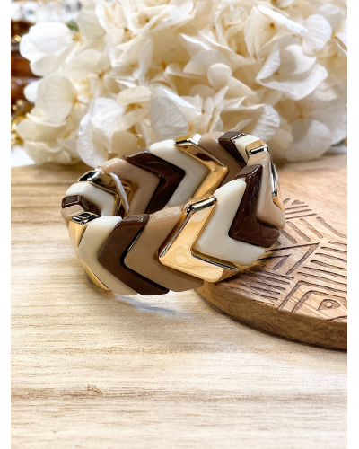 Bracelet Chevrons Beige Marron Doré  Grossiste