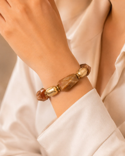 Bracelets Joncs Crème Beige & Doré  Grossiste Bijoux