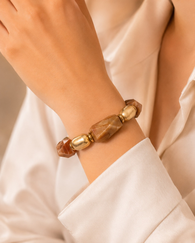 Bracelets Joncs Crème Beige & Doré  Grossiste Bijoux
