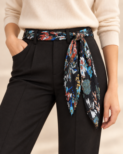 150cm - Foulard Ceinture T. Brill. impr. Fleurs 