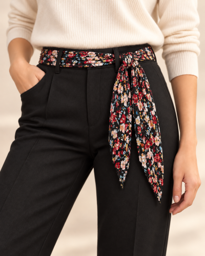 150cm - Foulard Ceinture T. Brill. impr. Trèfles - roses 