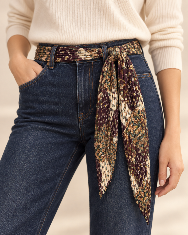 150cm - Foulard Ceinture impr. Trèfles - Touches brill. 