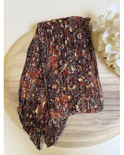 150cm - Foulard Ceinture T. Brill. impr. Trèfles terracotta 