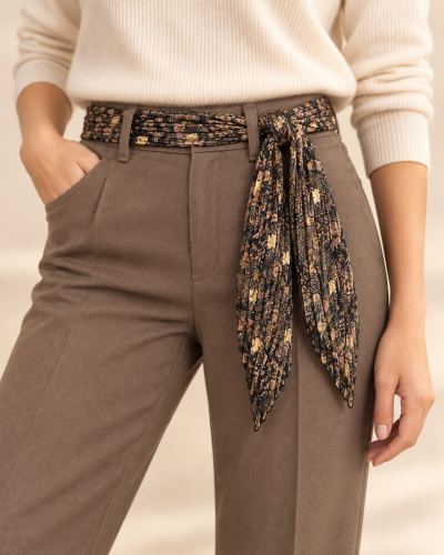 150cm - Foulard Ceinture T. Brill. impr. Trèfles Cachemire 