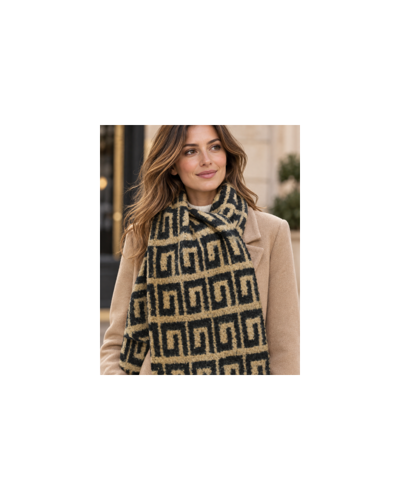220x50 cm - Laine/Viscose  Echarpe biseau - Laine/Vis. - Motifs Couleur:CR. Taupe clair