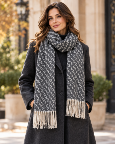 Echarpe avec franges - motifs 