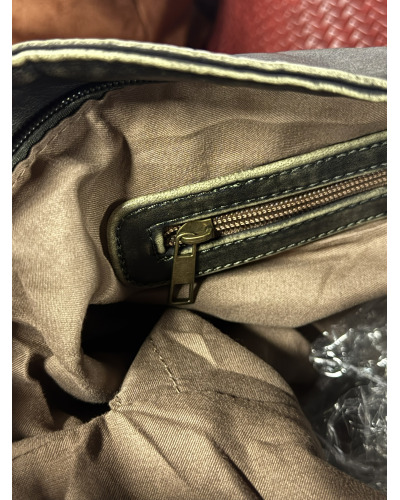 L41 x H33 cm - Sac Similicuir Effet Vieilli - Attache à Boucle + Band. Couleur:CH. Brun