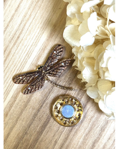 Broche Aimantée Libellule à Strass 