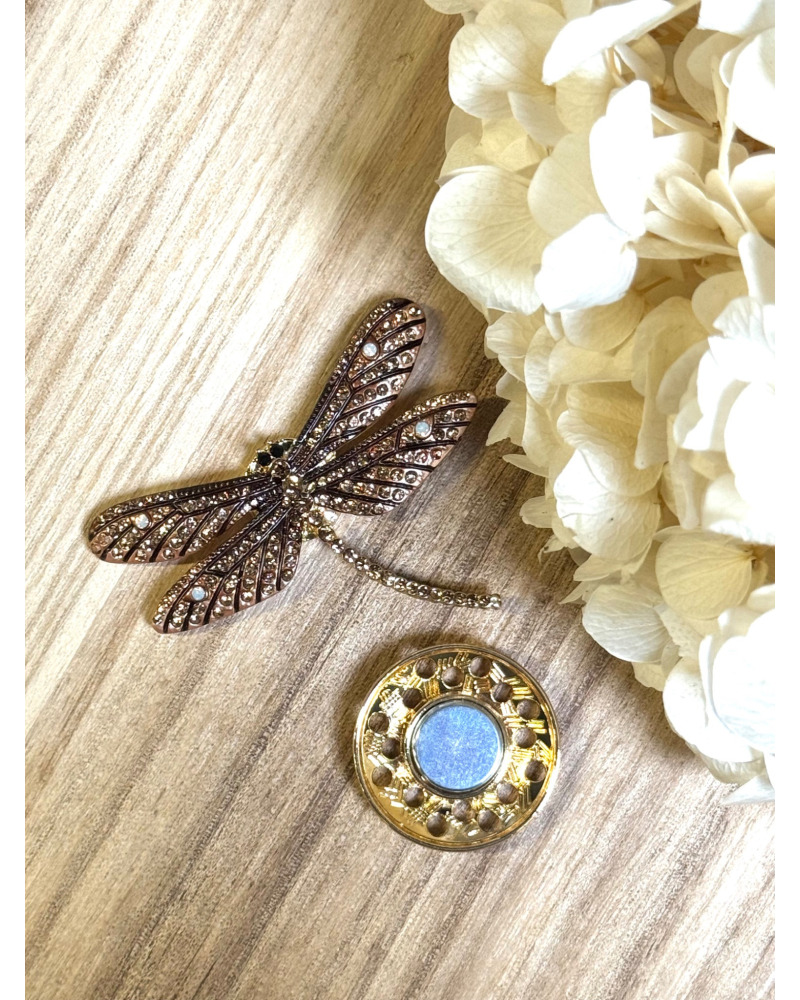 Broche Aimantée Libellule à Strass 