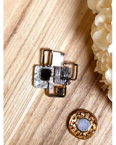 Broche Aimantée Géométrique Carrés Nacrés 