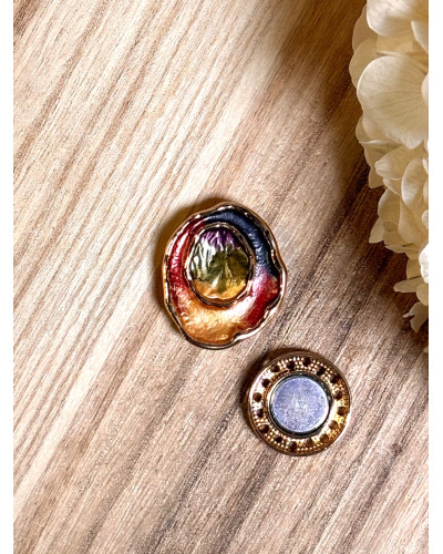 Petite Broche Aimantée Ronde Abstraite 