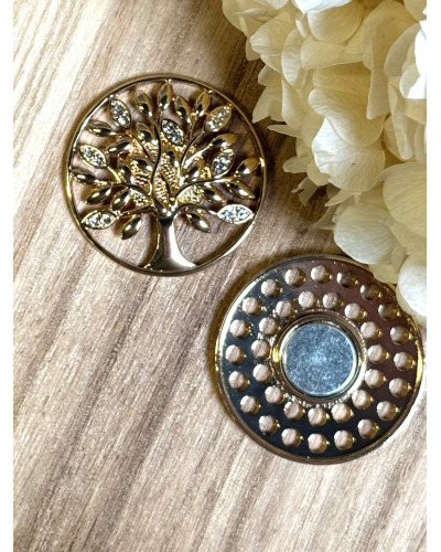 Broche Aimantée Arbre de Vie à Strass 