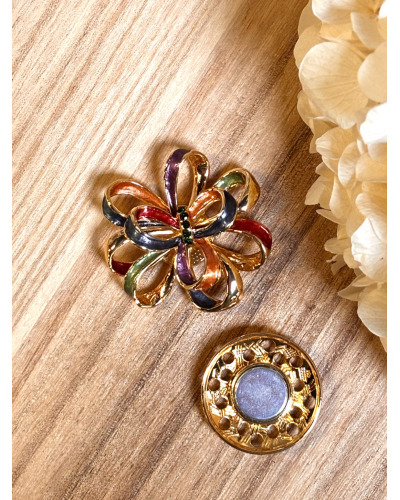 Broche Aimantée Fleur à Boucles Multicolores 