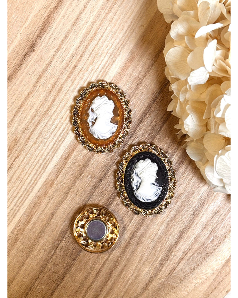 Broche Aimantée Camée Femme Vintage 