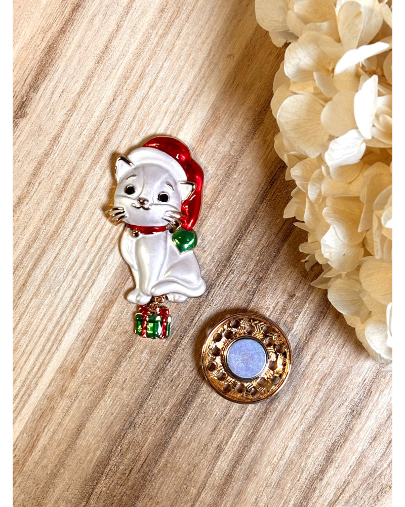Broche Aimantée Chat de Noël 