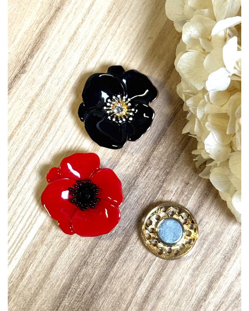 Broche Aimantée Fleur Coquelicot 
