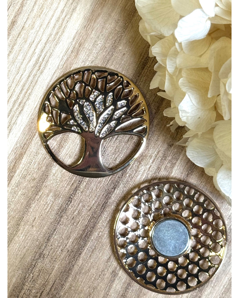 Broche Aimantée Arbre de Vie à Strass 