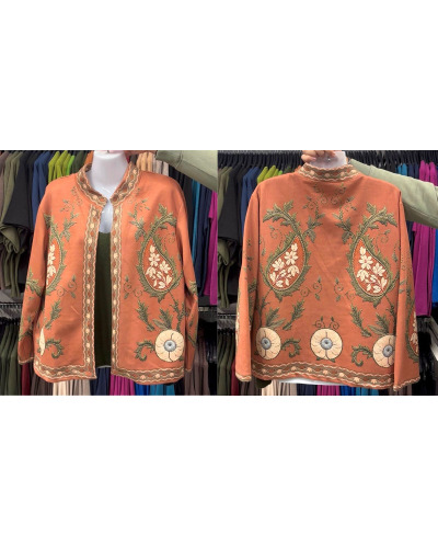 TU (max. 38 au 42) - Veste imprimée fleurs et motifs rouille 95% polyester 5% élasthanne 
