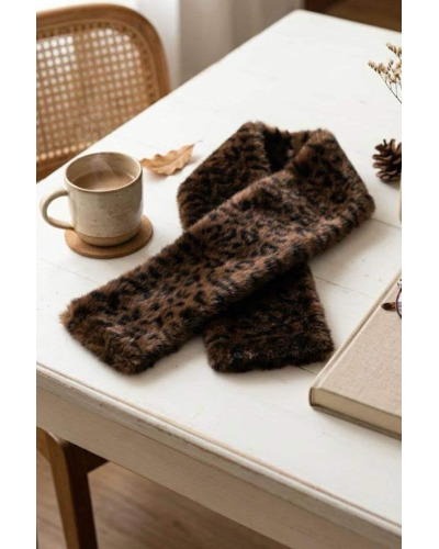 86cm x 11cm - Tour de cou Snood Tout doux leop Couleur:CH. Chocolat