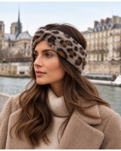 25cm x 12cm - Bandeau de tete Tout doux leop 