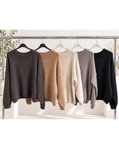 TU(38-42)- Pull col rond Couleur:CH. Chocolat